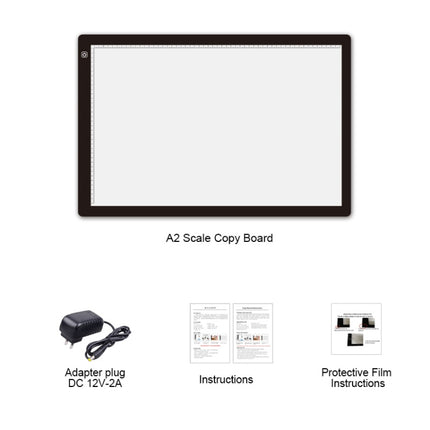 A2 Size 23W 12V LED Three Level of Brightness Dimmable Acrylic Copy Boards for Anime Sketch Drawing Sketchpad, with Power Adapter-garmade.com