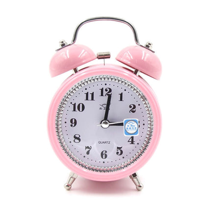 Fashion Mute Metal Alarm Clock with Night Light, Size: 12*8.5cm(Pink)-garmade.com