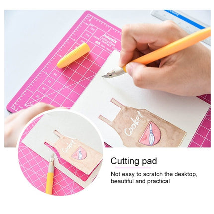 Junesix A5 Cutting Mat Set Cutting Mat & Ruler & Carving Knife(Pink)-garmade.com