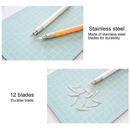 Junesix A5 Cutting Mat Set Cutting Mat & Ruler & Carving Knife(Blue)-garmade.com