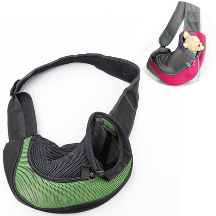 Dog and Cat Sling Carrier Hands Free Reversible Pet Papoose Bag, Size：Large(Green)-garmade.com