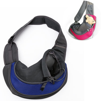 Dog and Cat Sling Carrier Hands Free Reversible Pet Papoose Bag, Size：Large(Blue)-garmade.com