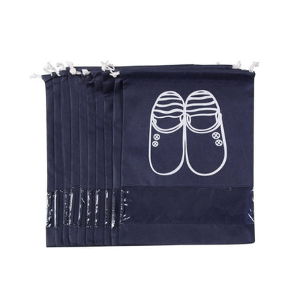 Non-Woven Drawing Belt Shoe Pouch,Large Size(Navy Blue)-garmade.com