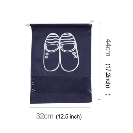 Non-Woven Drawing Belt Shoe Pouch,Large Size(Navy Blue)-garmade.com
