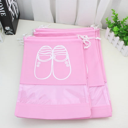 Non-Woven Drawing Belt Shoe Pouch,Small Size(Pink)-garmade.com