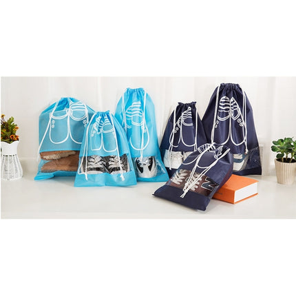 Non-Woven Drawing Belt Shoe Pouch,Small Size(Blue)-garmade.com