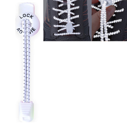 AONIJIE Unisex Adjustable Elastic Reflective Sports Lace Quick Lock Shoelace(White)-garmade.com
