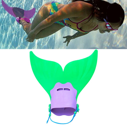 Mermaid Swim Fin Adjustable Diving Monofin Swimming Foot Flipper for Kids (Green)-garmade.com