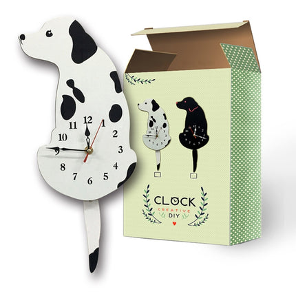 Home Office Bedroom Decoration Battery Operated Dog Shaped Wall Clock with Swinging Tails, Size : 42 x 18cm (White)-garmade.com