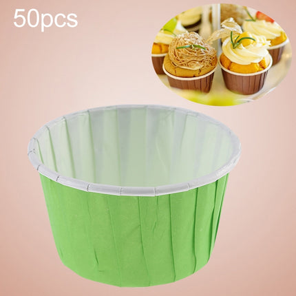 50pcs / Pack Round Lamination Cake Cup Muffin Cases Chocolate Cupcake Liner Baking Cup, Size: 5 x 3.8 x 3cm (Green)-garmade.com