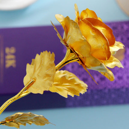 24K Golden Foil Plated Decoration Rose Artificial Flower, Random Color Delivery-garmade.com