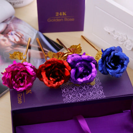 24K Golden Foil Plated Decoration Rose Artificial Flower, Random Color Delivery-garmade.com