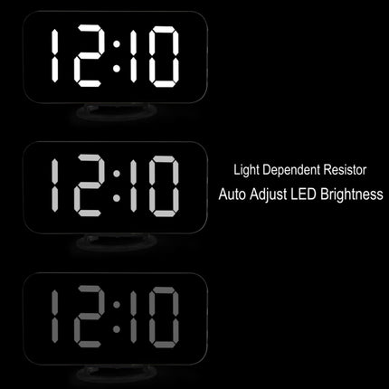 Multifunction Creative Mirror Reflective LED Display Alarm Clock with Snooze Function & 2 USB Charge Port(Blue)-garmade.com