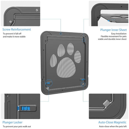 Pet Footprint Pattern Dog Auto Lock / Lockable Gate Cat Safe Flap Window Pet Screen Door, Size: 42x37cm-garmade.com