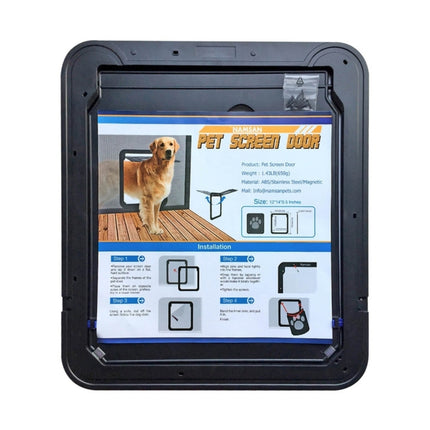 Pet Footprint Pattern Dog Auto Lock / Lockable Gate Cat Safe Flap Window Pet Screen Door, Size: 42x37cm-garmade.com
