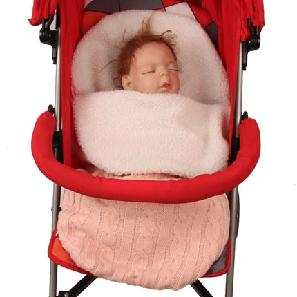 Thick Baby Swaddle Wrap Knit Envelope Sleeping Bag Newborn Infant Warm Bands Indoor Infant Stroller Sleeping Bag (Pink)-garmade.com