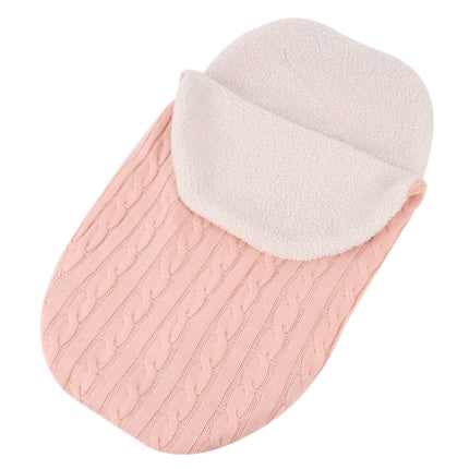 Thick Baby Swaddle Wrap Knit Envelope Sleeping Bag Newborn Infant Warm Bands Indoor Infant Stroller Sleeping Bag (Pink)-garmade.com