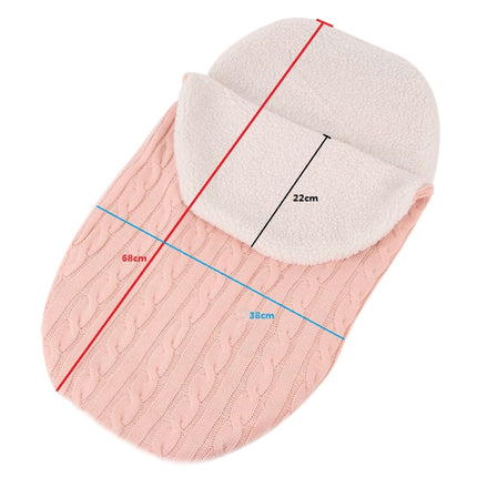 Thick Baby Swaddle Wrap Knit Envelope Sleeping Bag Newborn Infant Warm Bands Indoor Infant Stroller Sleeping Bag (Pink)-garmade.com