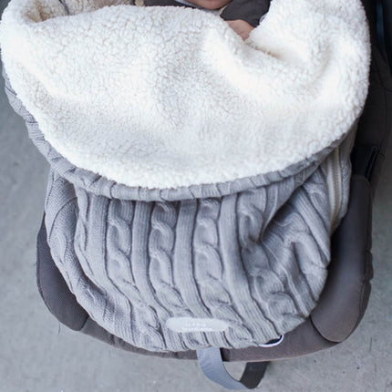 Thick Baby Swaddle Wrap Knit Envelope Sleeping Bag Newborn Infant Warm Bands Indoor Infant Stroller Sleeping Bag (Light Grey)-garmade.com