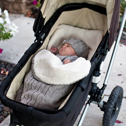 Thick Baby Swaddle Wrap Knit Envelope Sleeping Bag Newborn Infant Warm Bands Indoor Infant Stroller Sleeping Bag (Light Grey)-garmade.com