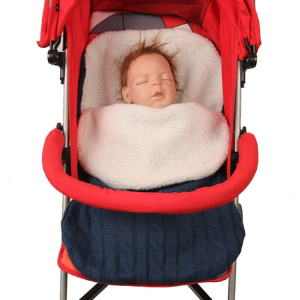 Thick Baby Swaddle Wrap Knit Envelope Sleeping Bag Newborn Infant Warm Bands Indoor Infant Stroller Sleeping Bag (Blue)-garmade.com