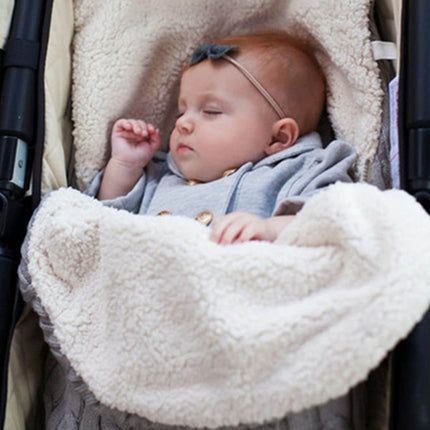Thick Baby Swaddle Wrap Knit Envelope Sleeping Bag Newborn Infant Warm Bands Indoor Infant Stroller Sleeping Bag (White)-garmade.com