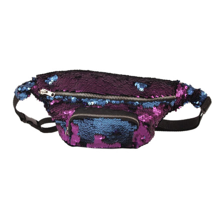 Sequins Waist Bag Double Color Makeup Bag Mermaid Purses Chest Pack Women Girl Travelling Mobile Phone Bag(Purple)-garmade.com
