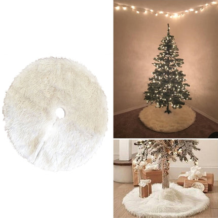 Christmas Tree Plush Skirt White Round Ornament Decoration, Diameter: 78cm(White)-garmade.com