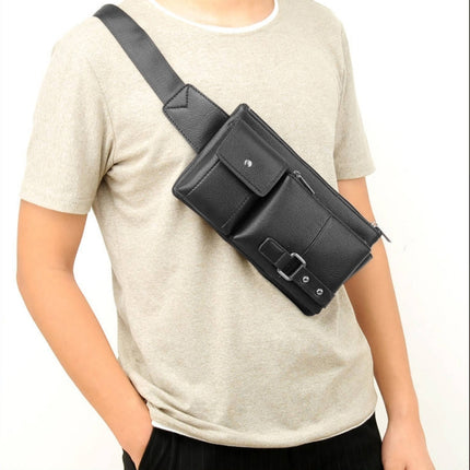 Universal Outdoor Men Shoulder Messenger Bags Retro Men Waist Bag, Size: L (27cm x 15cm x 1cm) (Black)-garmade.com
