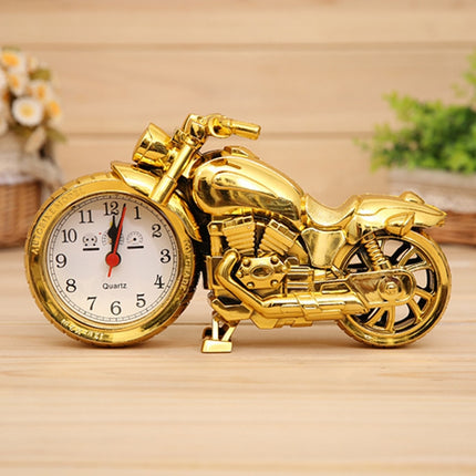Cartoon Motorcycle Alarm Clock Bedroom Plastic Pointer Alarm Clock, Size: 23*13*6cm(Gold)-garmade.com