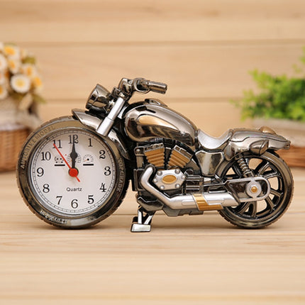 Cartoon Motorcycle Alarm Clock Bedroom Plastic Pointer Alarm Clock, Size: 23*13*6cm(Black, Gold)-garmade.com