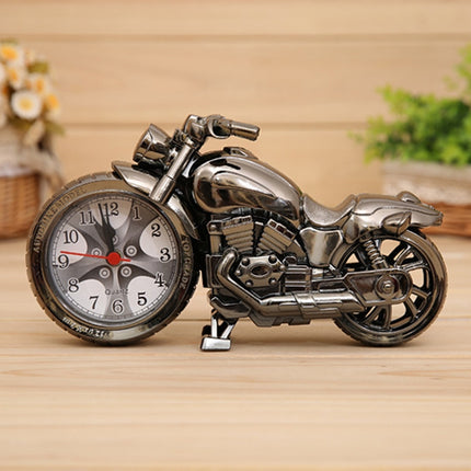 Cartoon Motorcycle Alarm Clock Bedroom Plastic Pointer Alarm Clock, Size: 23*13*6cm(Black)-garmade.com