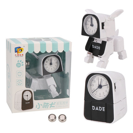 Mini Manual Child Deformation Alarm Clock Robot Toy (White)-garmade.com