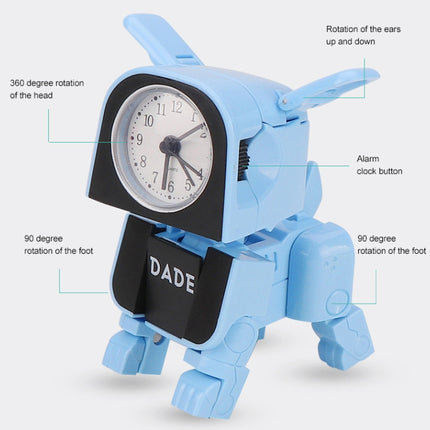 Mini Manual Child Deformation Alarm Clock Robot Toy (White)-garmade.com