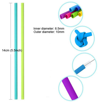 2 PCS Food Grade Silicone Straws Cartoon Colorful Drink Tools with 1 Brush, Straight Pipe, Length: 14cm, Outer Diameter: 10mm, Inner Diameter: 8.5mm, Random Color Delivery-garmade.com