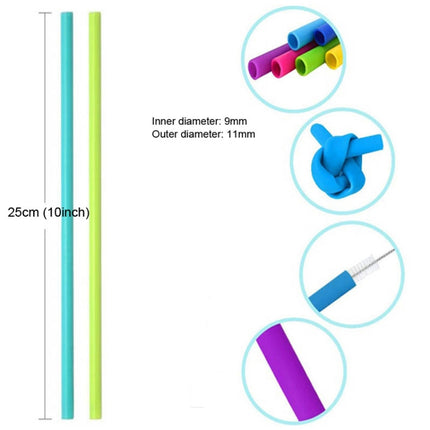 2 PCS Food Grade Silicone Straws Cartoon Colorful Drink Tools with 1 Brush, Straight Pipe, Length: 25cm, Outer Diameter: 11mm, Inner Diameter: 9mm, Random Color Delivery-garmade.com