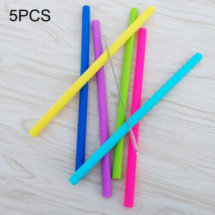 5 PCS Food Grade Silicone Straws Cartoon Colorful Drink Tools with 1 Brush, Straight Pipe, Length: 14cm, Outer Diameter: 10mm, Inner Diameter: 8.5mm, Random Color Delivery-garmade.com