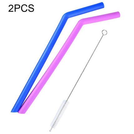 2 PCS Food Grade Silicone Straws Cartoon Colorful Drink Tools with 1 Brush, Crude Bend Pipe, Length: 25cm, Outer Diameter: 11mm, Inner Diameter: 9mm, Random Color Delivery-garmade.com