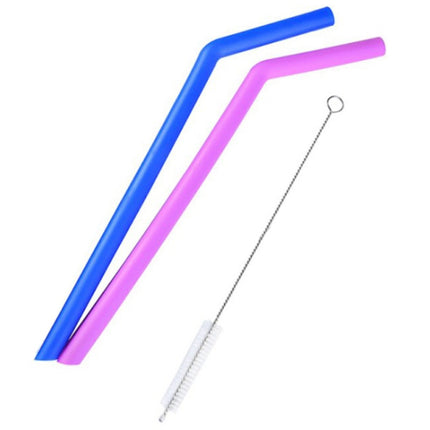 2 PCS Food Grade Silicone Straws Cartoon Colorful Drink Tools with 1 Brush, Slim Bend Pipe, Length: 25cm, Outer Diameter: 7.8mm, Inner Diameter: 5mm, Random Color Delivery-garmade.com