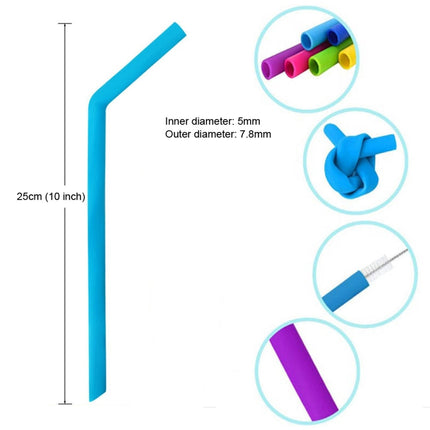 2 PCS Food Grade Silicone Straws Cartoon Colorful Drink Tools with 1 Brush, Slim Bend Pipe, Length: 25cm, Outer Diameter: 7.8mm, Inner Diameter: 5mm, Random Color Delivery-garmade.com