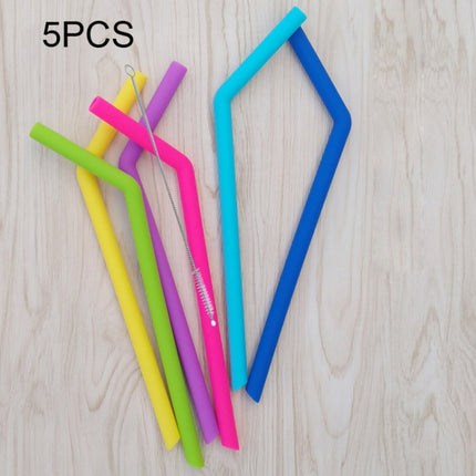 5 PCS Food Grade Silicone Straws Cartoon Colorful Drink Tools with 1 Brush, Crude Bend Pipe, Length: 25cm, Outer Diameter: 11mm, Inner Diameter: 9mm, Random Color Delivery-garmade.com