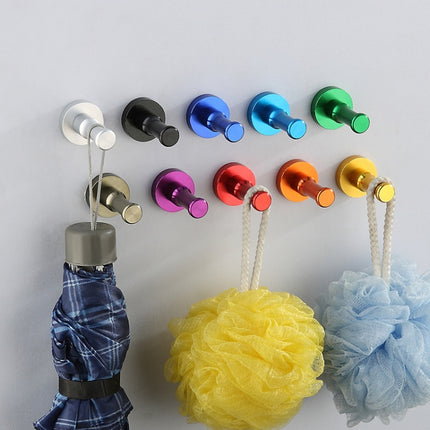 Color Personality Space Aluminum Round Hook Single Hook Kitchen Color Clothes Hook No Rust (Black)-garmade.com