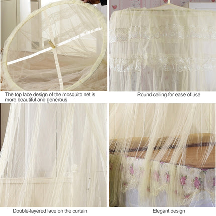 Household Circular Suspended Ceiling Mosquito Net Princess Tents(Light Yellow)-garmade.com