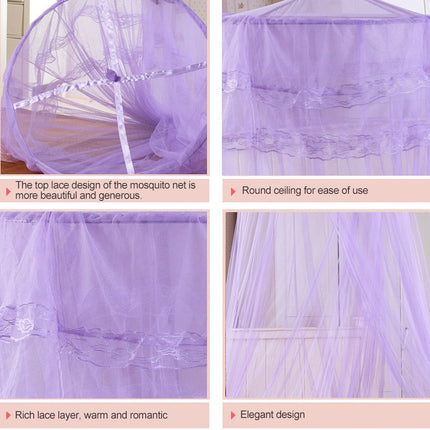 Household Circular Suspended Ceiling Mosquito Net Princess Tents(Light Purple)-garmade.com