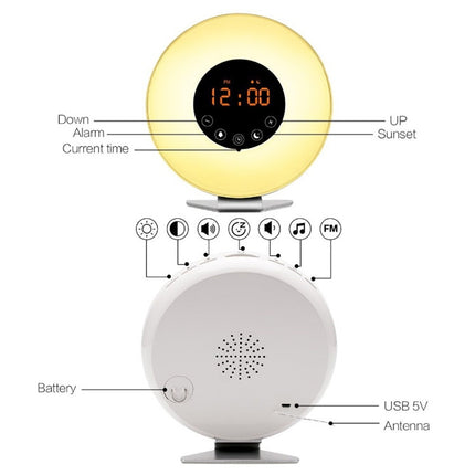 Multi-function Led Touch Intelligent Wake-up Light Alarm Clock with FM Radio-garmade.com