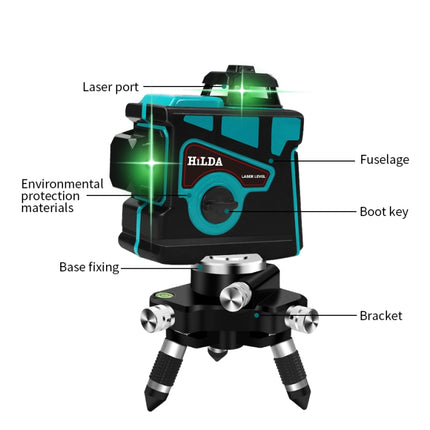 Hilda LS055 Laser Level 12 Lines 3D Self-leveling 360 Cross Horizontal Vertical Level Green Beam-garmade.com