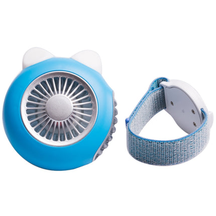 LORDNINO SBF003 3W USB Charging Portable Electric Fan with Magnetic Wristband, 3 Speed Control (Blue)-garmade.com