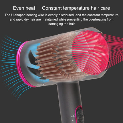 High-power 2000W Anionic Cold Hot Air Constant Temperature Hair Dryer, EU Plug(Red + Black)-garmade.com