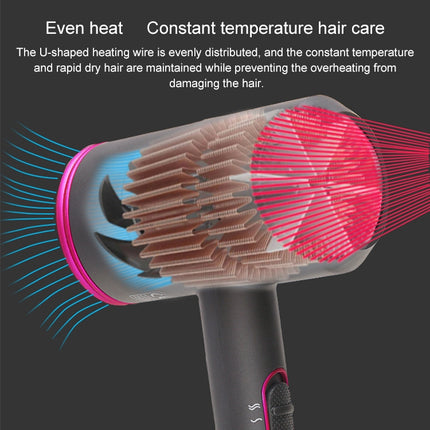 High-power 2000W Anionic Cold Hot Air Constant Temperature Hair Dryer, UK Plug(Red + Black)-garmade.com
