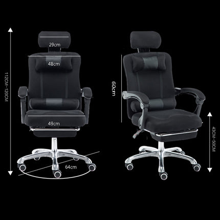 RC-10-1 Computer Chair Office Chair Home Esports Net Cloth Lifted Rotated Footrest Reclining Chair with Aluminum Alloy Feet (Black)-garmade.com